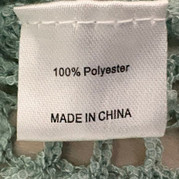 ZESICA Open Knit Crochet Beach Cover Tunic Top Seafoam Green Size M - Picture 8 of 10